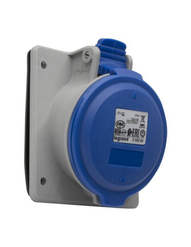 Prise à entraxes unifiés fixe P17 IP44 32A 250V 2P+T LEGRAND 555284