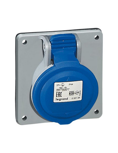 Prise à entraxes unifiés fixe P17 IP44 32A 250V 2P+T LEGRAND 555284