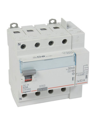 Interrupteur différentiel DX³-ID automatique 4 pôles 400V 63A type F 30mA 5 modules LEGRAND 411659