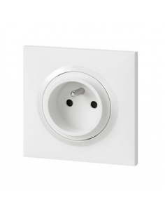 Prise de courant easyréno 2P+T 16A faible profondeur dooxie one livrée avec plaque carrée blanche et griffes LEGRAND 600728