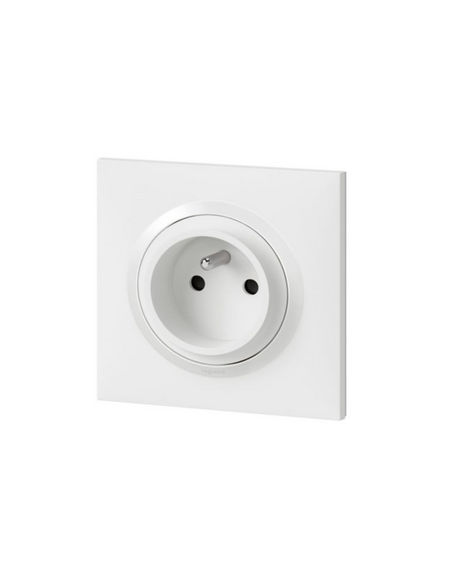 Prise de courant easyréno 2P+T 16A faible profondeur dooxie one livrée avec plaque carrée blanche et griffes LEGRAND 600728