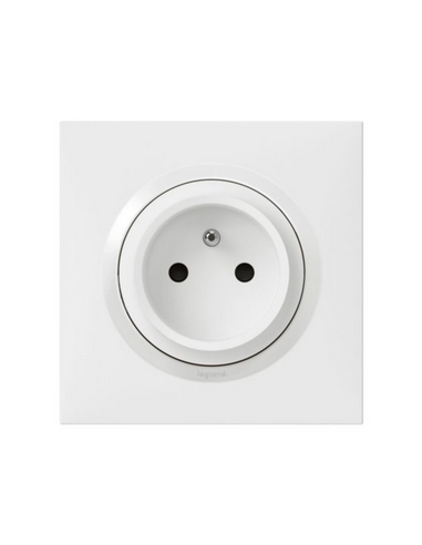 Prise de courant easyréno 2P+T 16A faible profondeur dooxie one livrée avec plaque carrée blanche et griffes LEGRAND 600728