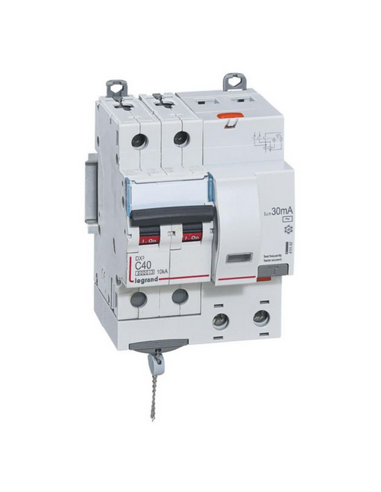 Disjoncteur différentiel monobloc DX³6000 10kA vis 2 Pôles 400V 40A type AC 30mA LEGRAND 411162