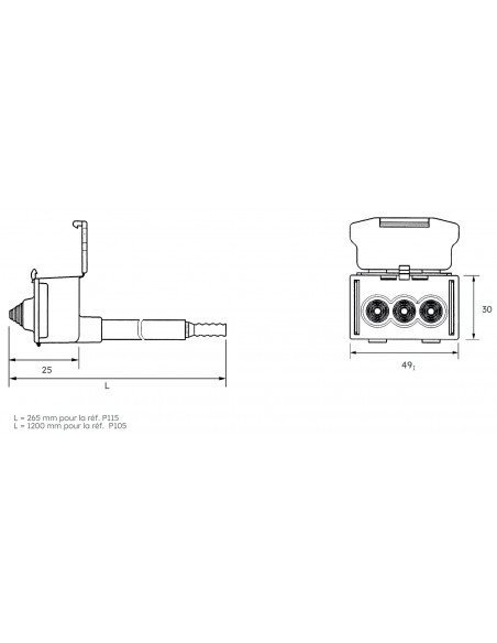 Embout triple sortie de disjoncteur L265mm MICHAUD P115