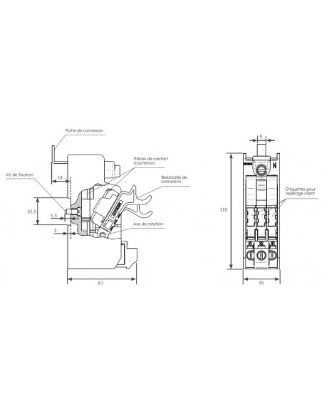 Neutre triple sectionnable avec patte de connexion MICHAUD P200