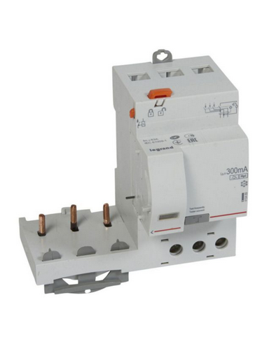 Bloc différentiel adaptable à vis DX³ pour disjoncteur 1 module par pôle 3 Pôles 400V~ 63A type F 300mA LEGRAND 410489
