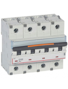 Disjoncteur DX³ 25kA arrivée haute et départ bas à vis 4 Pôles 400V~ 100A courbe D 6 modules LEGRAND 409854 2