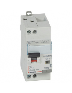 Disjoncteur différentiel monobloc DX³6000 10kA arrivée haute et départ bas à vis U+N 230V~ 16A type AC 30mA LEGRAND 410785 2
