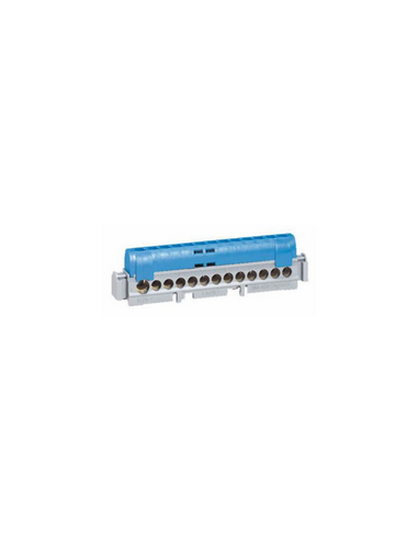 Bornier de répartition isolé IP2X neutre 1 connexion 6mm² à 25mm² bleu longueur 176mm LEGRAND 004846