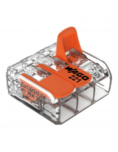 Boite de 30 Bornes 221 3x6mm2 à levier WAGO 221-613 2