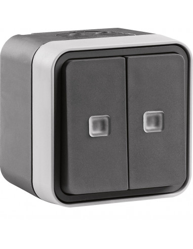 cubyko double va-et-vient lumineux saillie gris HAGER WNC041