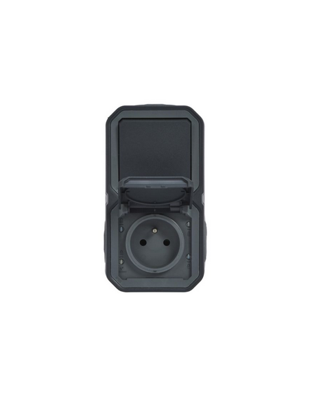 Prise de courant avec va-et-vient vertical Plexo complet saillie anthracite LEGRAND 070067