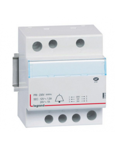 Transformateur pour sonnerie 230V vers 24V à 12V - 24VA à 18 VA 4 modules LEGRAND 413093