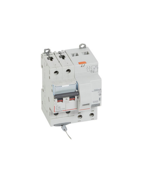 Disjoncteur Différentiel DX3 Vis 2 Pôles 400V 16A Type AC 300MA 10KA Courbe C 4 Modules LEGRAND 411172