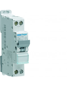 Disjoncteur 1P+N 6-10kA courbe C - 16A 1 module HAGER NFT716 2