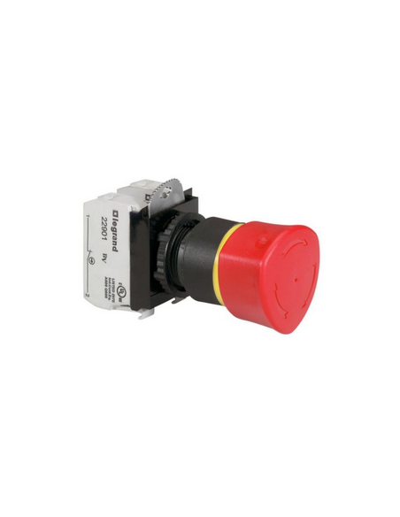 Coup de poing à accrochage non lumineux Osmoz complet IP69 D.40mm EN 418 pousser-tourner LEGRAND 023726