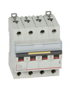 Disjoncteur DX³10000 16kA arrivée haute et départ bas à vis 4 Pôles 400V 16A courbe C 4 modules LEGRAND 409355 2