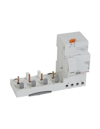 Bloc différentiel adaptable à vis DX³ pour disjoncteur 1,5 module par pôle 4 Pôles 400V 63A type F 300mA LEGRAND 410640