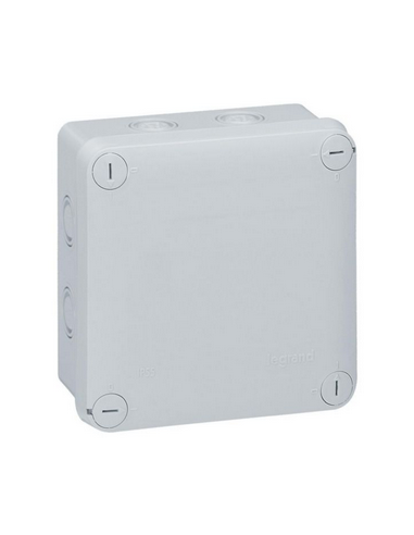 Boîte de dérivation carrée à 7 entrées pour presse-étoupe Plexo dimensions 105x105x55mm grise LEGRAND 092024
