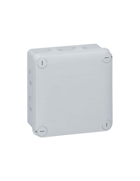 Boîte de dérivation carrée à 7 entrées pour presse-étoupe Plexo dimensions 105x105x55mm grise LEGRAND 092024