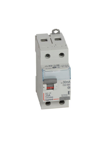 Interrupteur différentiel DX³-ID arrivée haute et départ bas à vis 2 Pôles 230V~ 25A type F HPI 30mA 2 modules LEGRAND 411590