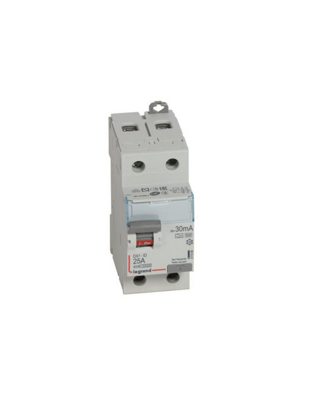 Interrupteur différentiel DX³-ID arrivée haute et départ bas à vis 2 Pôles 230V~ 25A type F HPI 30mA 2 modules LEGRAND 411590