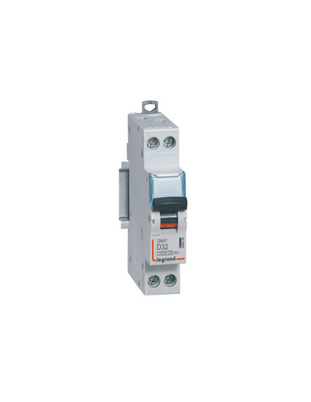 Disjoncteur Phase+Neutre DNX³4500 6kA arrivée et sortie borne à vis 1P+N 230V~ 32A courbe D 1 module LEGRAND 406805