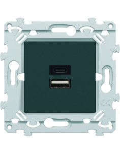 Chargeur Double USB A+C anthracite HAGER WE113A 2