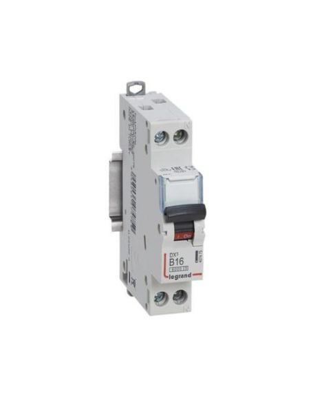 Disjoncteur DX³6000 arrivée haute et départ bas à vis U+N 230V~ 16A courbe B 1 module LEGRAND 407455