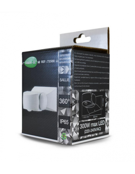 Détecteur de mouvement Infra Rouge Saillie IP65 180/360° 300 Watt MIIDEX VISION-EL 75500