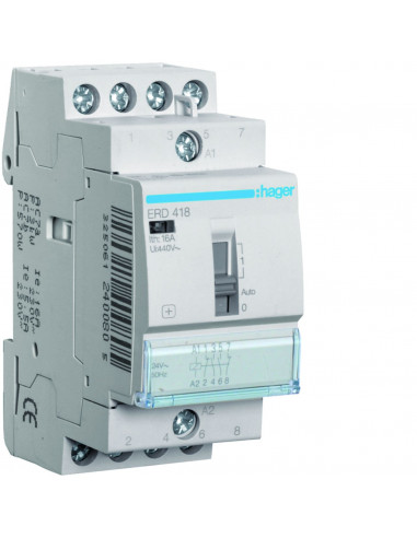 Relais de commande 16A 2F+2O 24V HAGER ERD418