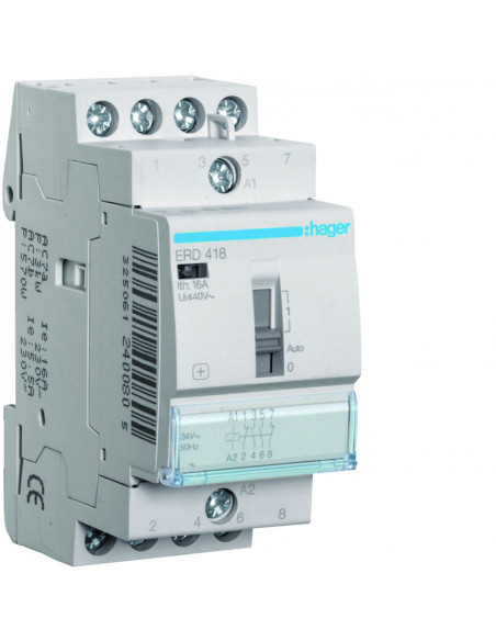 Relais de commande 16A 2F+2O 24V HAGER ERD418