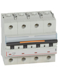 Disjoncteur DX³ 25kA arrivée haute et départ bas à vis 4 Pôles 400V 32A courbe C 6 modules LEGRAND 409797 2
