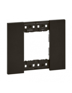 Plaque de finition Living Now Collection Les Noirs matière polymère 2 modules finition Noir BTICINO BTKA4802KG 2