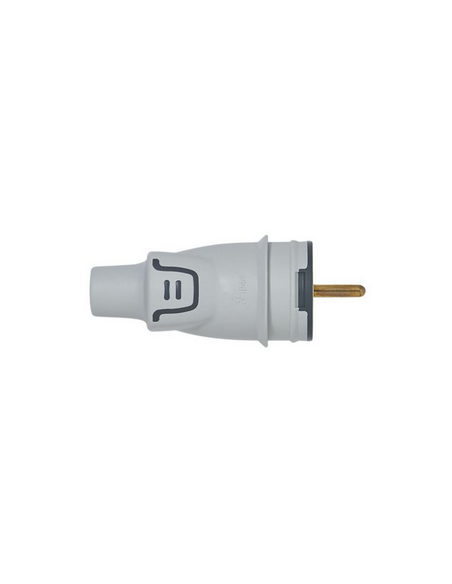 Fiche mâle avec terre Plexo caoutchouc IP44 gris 16A LEGRAND 093828