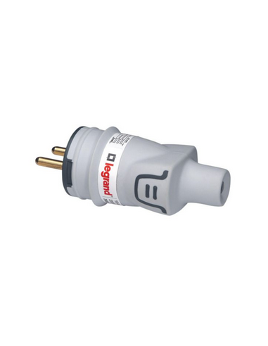 Fiche mâle avec terre Plexo caoutchouc IP44 gris 16A LEGRAND 093828