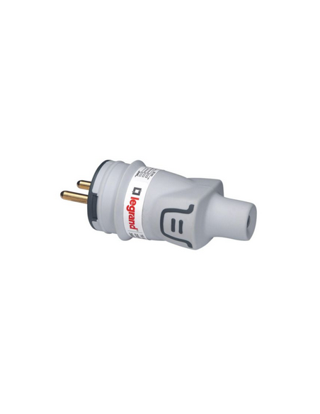 Fiche mâle avec terre Plexo caoutchouc IP44 gris 16A LEGRAND 093828