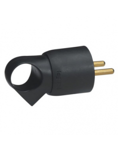 Fiche plastique 2P+T 16A à anneau noire LEGRAND 050107 2