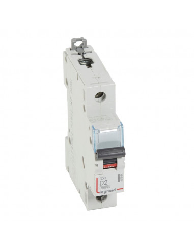 Disjoncteur DX³6000 arrivée haute départ bas à vis 1 Pôle 230V~ à 400V~ 2A Courbe D 1 module LEGRAND 407964