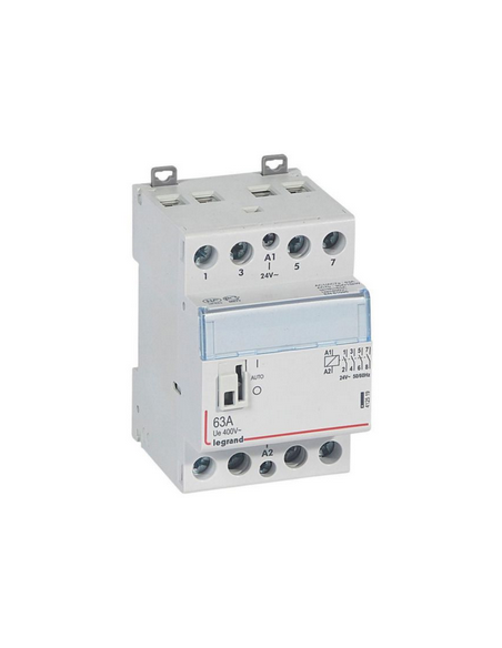 Contacteur de puissance CX³ commande manuelle bobine 24V~ 2 Pôles 400V~ 63A contact 4F 2 modules LEGRAND 412519