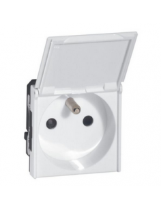 Prise de courant 2P+T avec volet Mosaic 2 modules avec connexion bornes automatiques blanc LEGRAND 077119 2