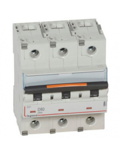Disjoncteur DX³ 25kA arrivée haute et départ bas à vis 3 Pôles 400V~ 80A courbe D 4,5 modules LEGRAND 409840 2