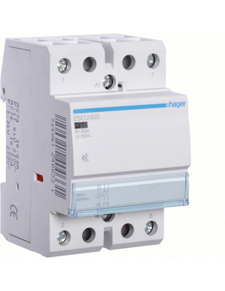 Contacteur Silencieux 40A 2 Contacts à fermeture Bobine 24V HAGER ESD240S