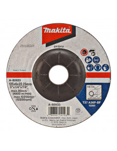 Disque à ébarber pour métal, ébavurages divers, pour meuleuses d'angle 125X6X22,23mm A36P MAKITA A-80933