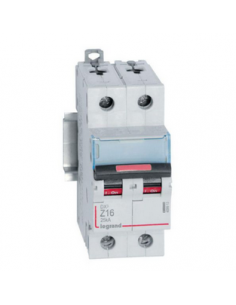 Disjoncteur DX³ 25kA arrivée haute départ bas à vis 2 Pôles 230V~ à 400V~ 16A courbe Z 2 modules LEGRAND 409913