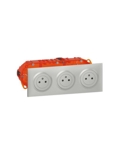 Kit triple prise de courant 2P+T Surface dooxie 16A précâblées finition alu LEGRAND 300405