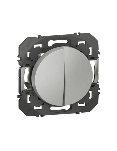 Double interrupteur ou va-et-vient Dooxie 10AX 250V~ finition alu LEGRAND 600102