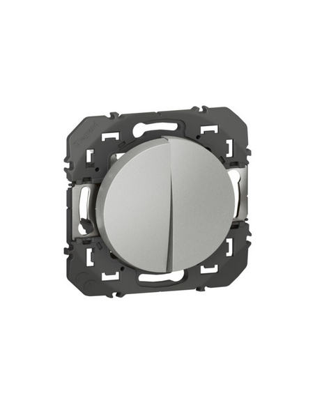 Double interrupteur ou va-et-vient Dooxie 10AX 250V~ finition alu LEGRAND 600102