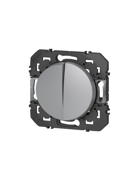Double interrupteur ou va-et-vient Dooxie 10AX 250V~ finition alu LEGRAND 600102