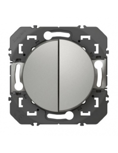 Double interrupteur ou va-et-vient Dooxie 10AX 250V~ finition alu LEGRAND 600102